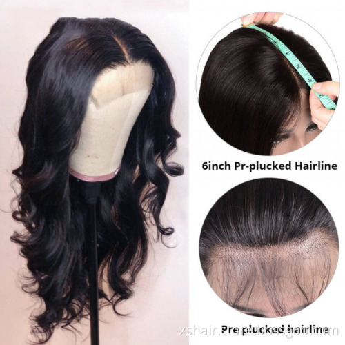 Wholesale OEM Brazilian150% Density Wig Virgin Straight Body Wave Human Hair Frontal Wig 6x6 Lace Front Closure Wig